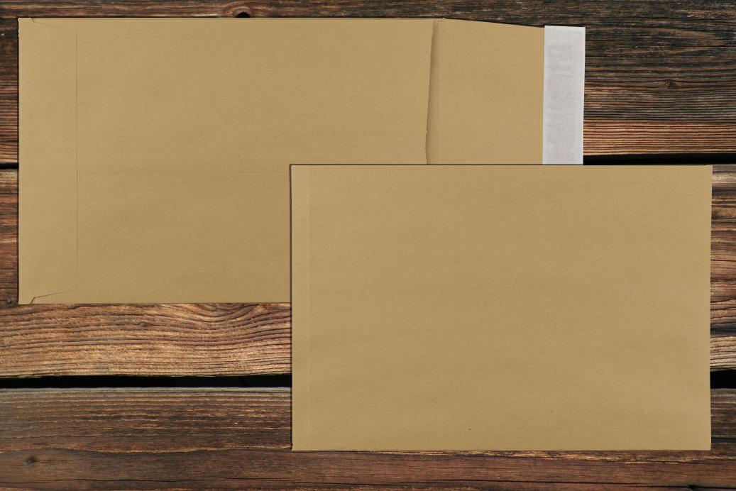 Faltentaschen B5 176x250 mm Haftklebend Braun 110 g/qm Falte 20 mm